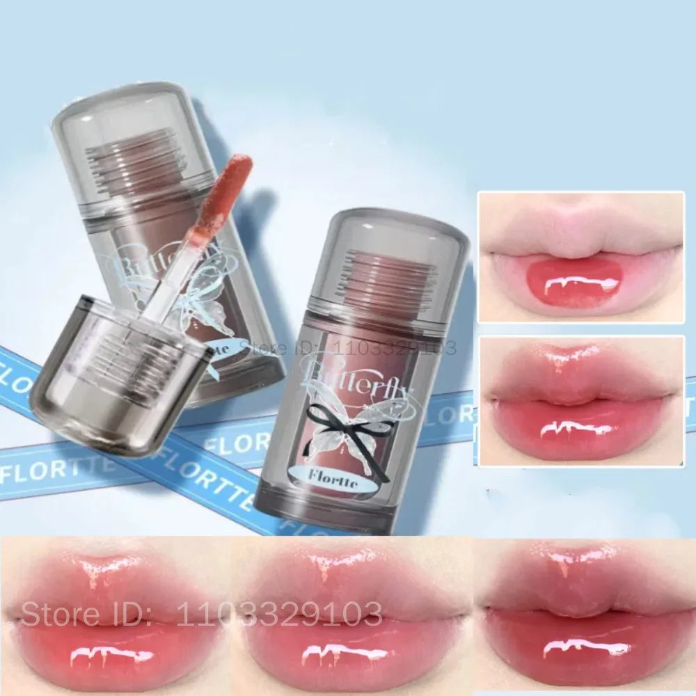 FLORTTE Butterfly Mirror Lip Gloss – Jelly Tint & Glaze Lip Gloss PRIMED