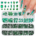 Emerald Green Flatback Nail Crystals – Multi Shape Gem Kit 2-Box Nail Gem Kit PRIMED PH258-7