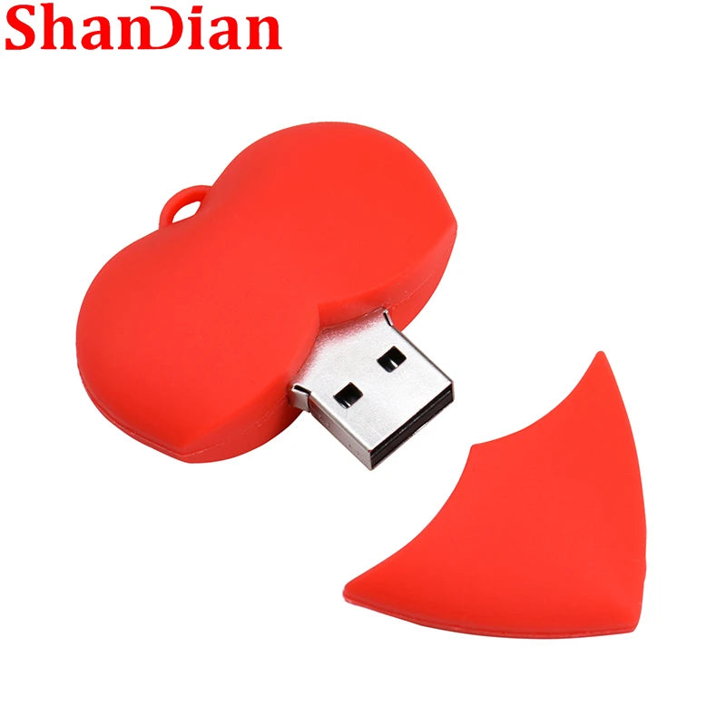 JASTER Red Heart Silicone USB Flash Drive 8GB–64GB Gift