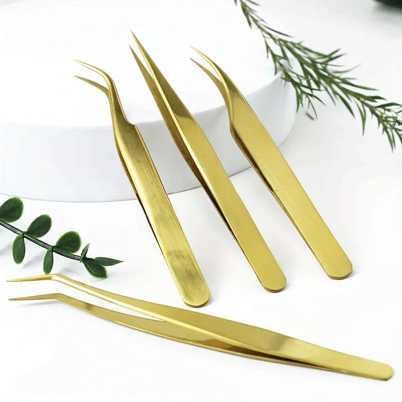 Stainless Steel Eyelash Grafting Tweezers – Precision Lash Clip