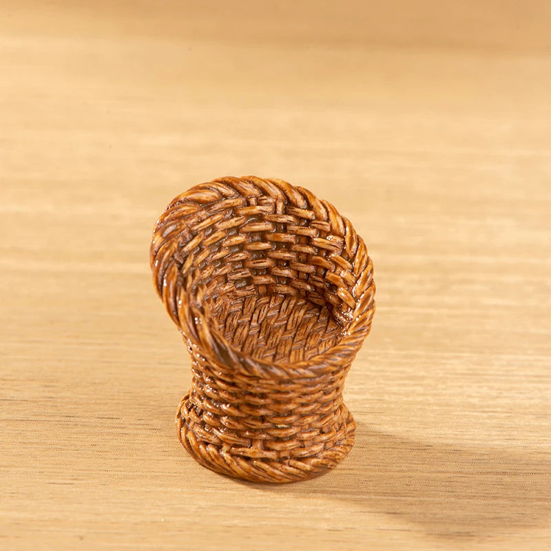 Miniature Bamboo Rattan Hand-Woven Basket & Chair Dollhouse Decor Dollhouse Miniature Decor PRIMED A2