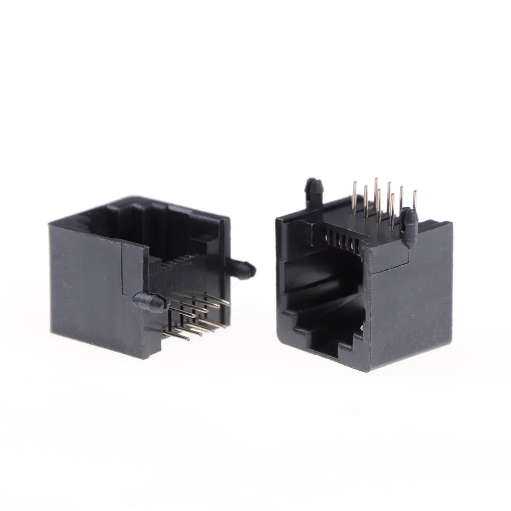 10-Pack RJ45 8P8C PCB Jack Socket – Black Network Connector
