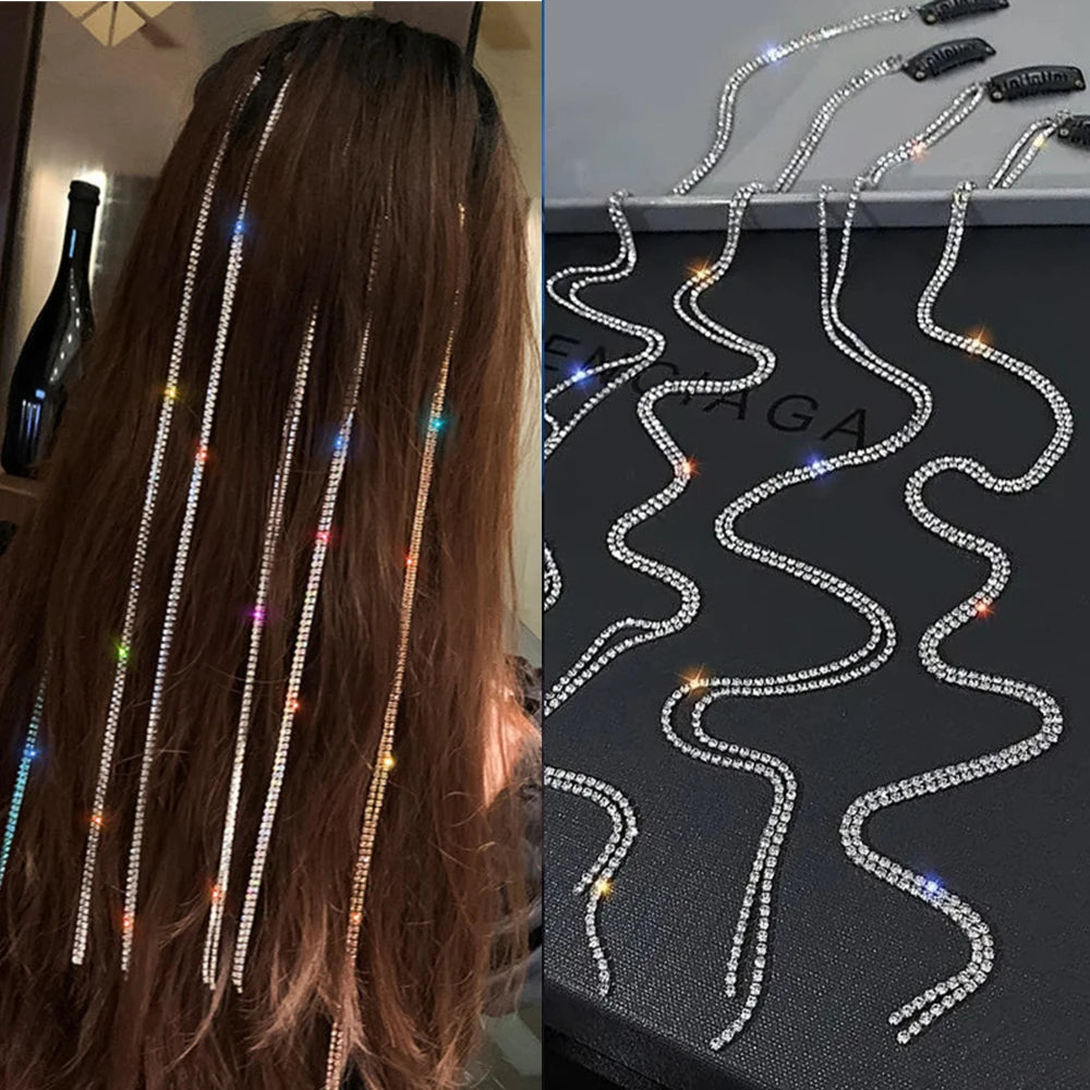 Rhinestone Tassel Hair Chain Clip – Braided Wig Extension