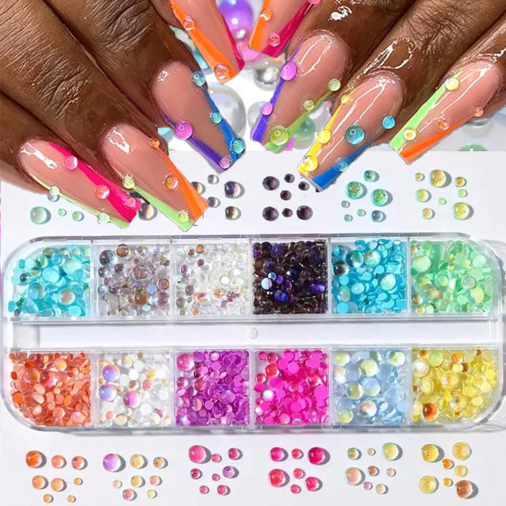 Aurora Mermaid Flatback Nail Rhinestones & Bead Charms – 1 Box