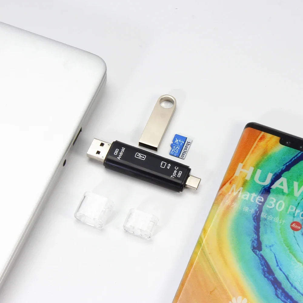 5-in-1 USB-C Micro USB SD & TF Memory Card Reader Adapter Memory Card Reader PRIMED
