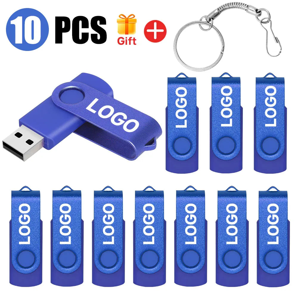10-Pack Colored USB Flash Drives 1GB–64GB | Free Custom Logo USB Flash Drive PRIMED 256MX10PCS Blue-10pcs