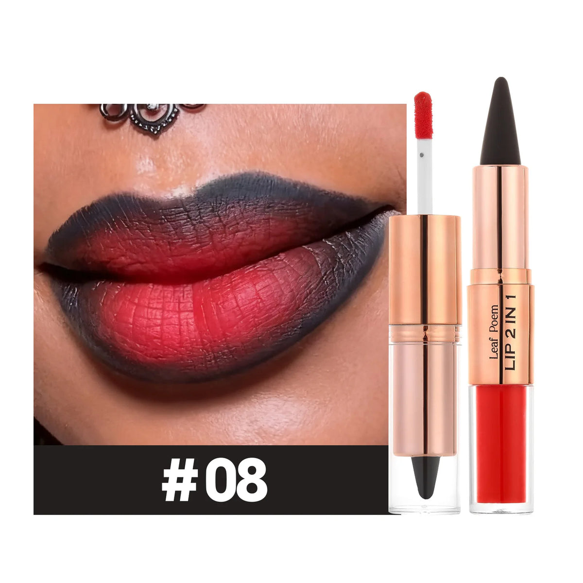 2-in-1 Matte Lip Liner & Lip Gloss Pen – 9 Colors, Waterproof Lip Liner Pen PRIMED 08 Matte 3.5g and 2.5g