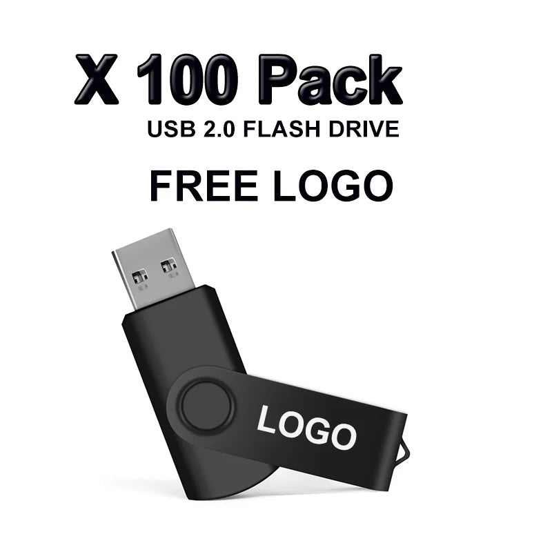 100-Pack Custom Logo USB Flash Drives 128MB–128GB Bulk USB Flash Drive PRIMED
