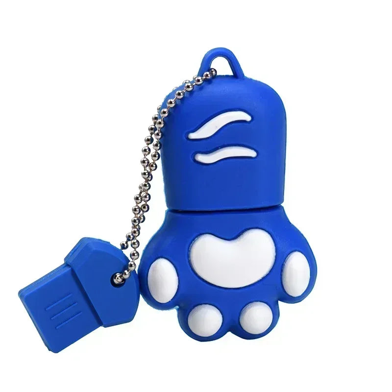 JASTER Cat Claw Silicone USB Flash Drive 4GB–128GB Keychain USB Flash Drive PRIMED Blue 8GB