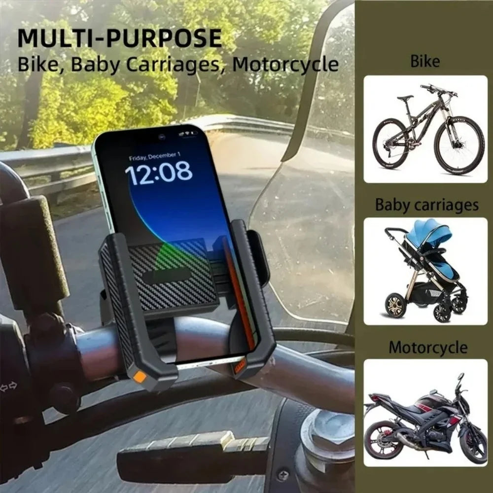 Universal Bike Phone Holder – One-Hand Quick Lock, 4.7–7" Bike Phone Mount PRIMED