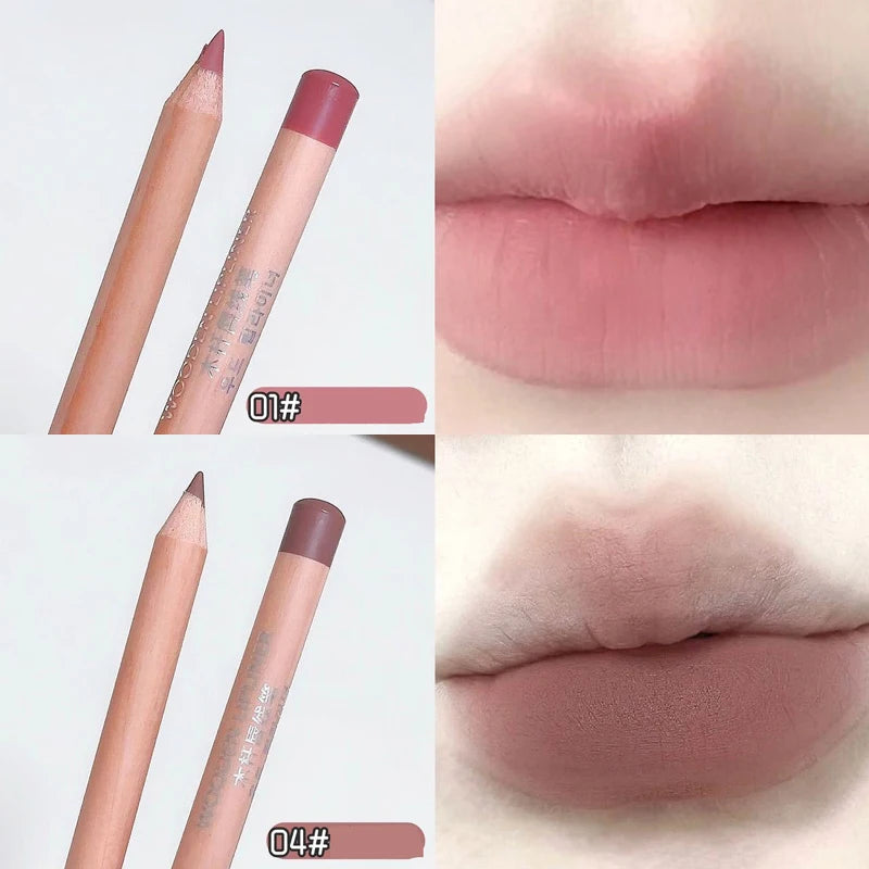 Wooden Matte Lip Liner Pencil – Waterproof Nude Contour
