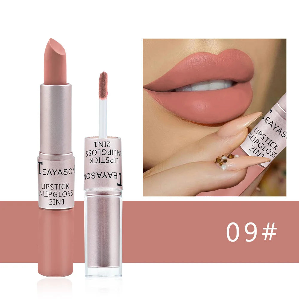TEAYASON 2-in-1 Matte Lipstick & Lip Gloss – 12 Shades