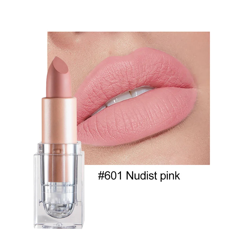 HANDAIYAN Matte Nude Lipstick – Velvet Waterproof Formula Matte Lipstick PRIMED 601 Nudist pink Full Size