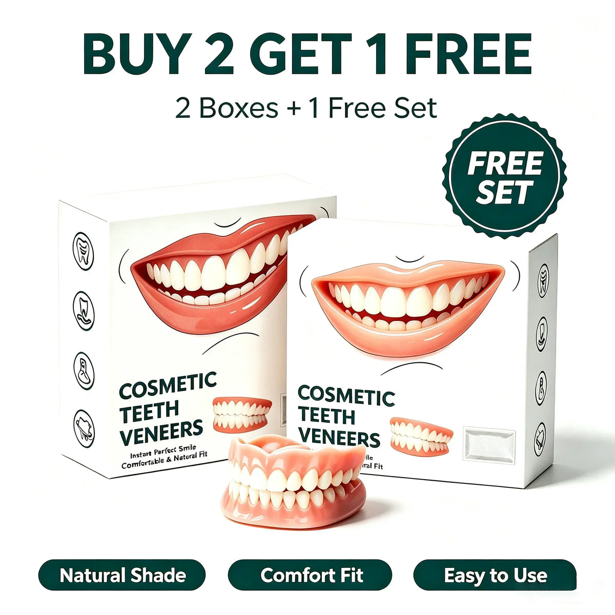 Silicone Full Set False Teeth – Reusable Cosmetic Smile Veneers