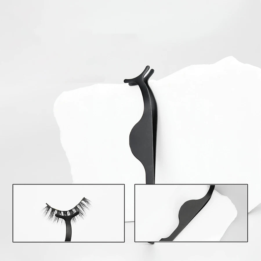 3-Piece Fake Eyelash Clip Comb & Tweezers Tool Set Eyelash Applicator Set PRIMED