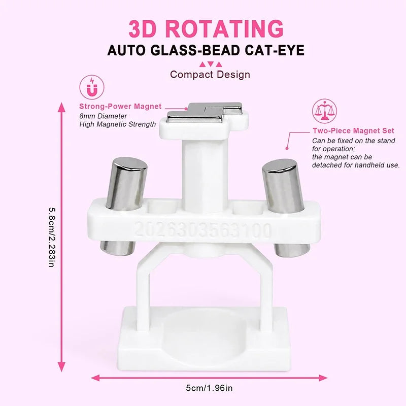 360° Rotating Cat Eye Nail Magnet – Glass Bead & 3D Gel Effect Nail Art Magnet Tool PRIMED White