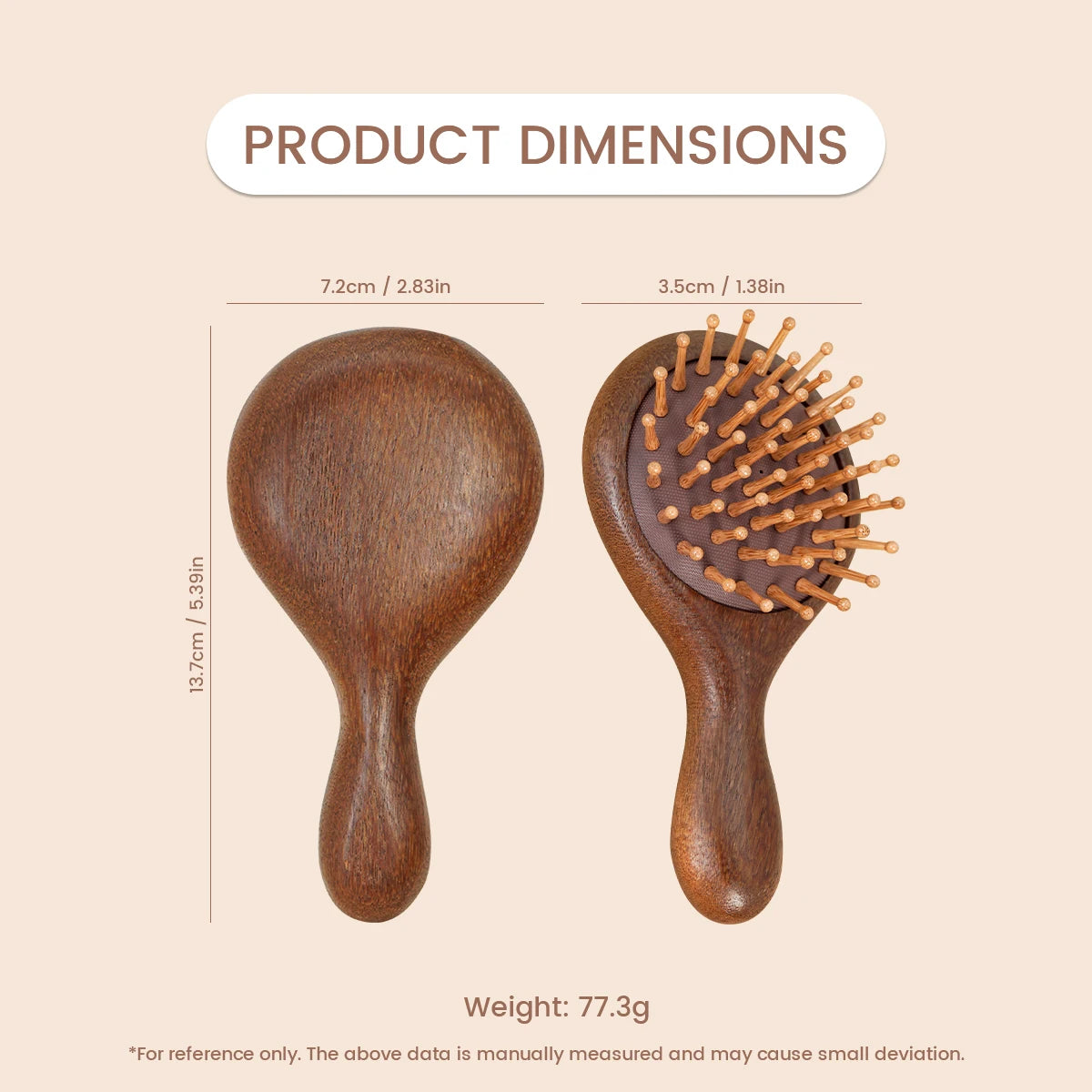 Wood Mini Air Cushion Hairbrush – Detangling & Scalp Massage