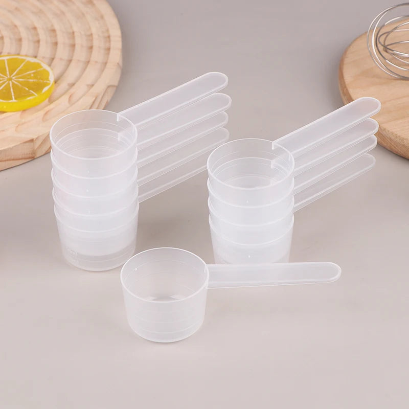 10-Pack 40ml Graduated Measuring Spoons – Flat Bottom Clear PP
