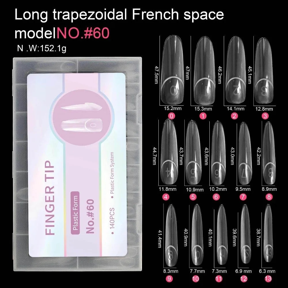 140Pcs Clear Nail Extension Forms – Reusable French Dual Nails
