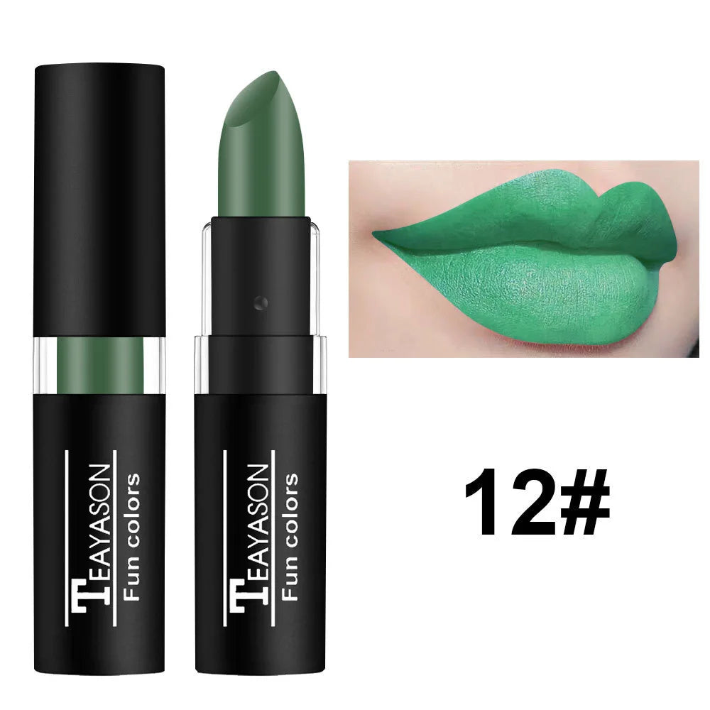 TEAYASON 12-Color Waterproof Matte Lipstick Set – Long-Lasting
