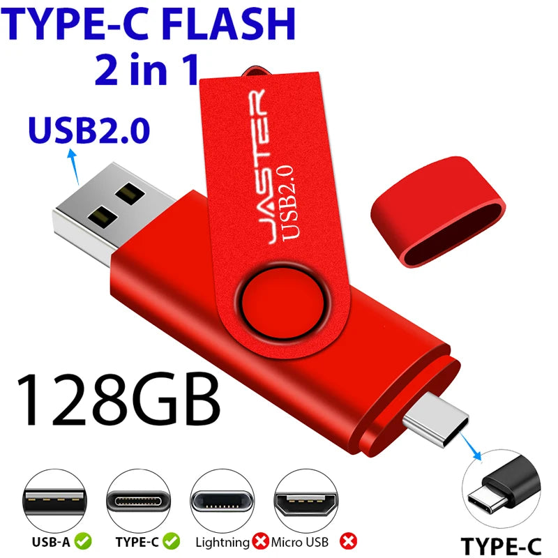 JASTER Custom Logo Metal USB Flash Drive 2.0 | 128MB–128GB USB Flash Drive PRIMED