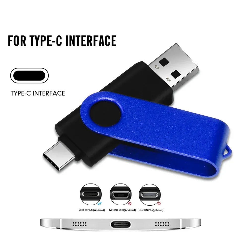 2-in-1 USB C Flash Drive 64GB 128GB OTG Dual Type-C Pendrive USB Flash Drive PRIMED