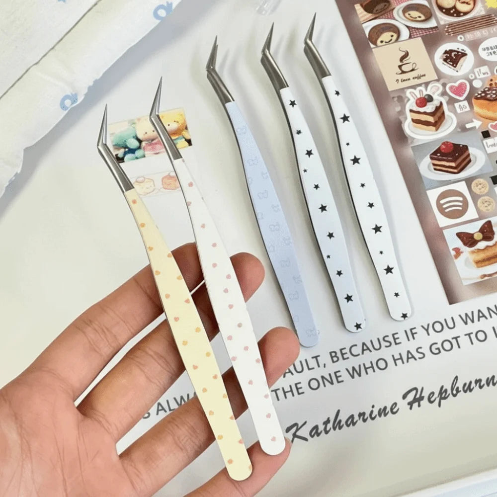 Stainless Steel Cartoon Eyelash Tweezers – Anti-Static Precision