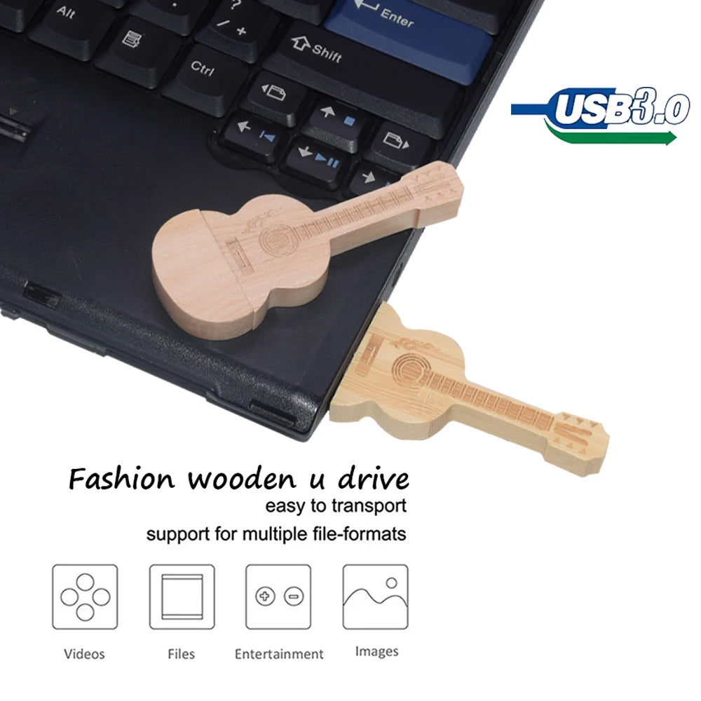 Guitar USB 3.0 Flash Drive Custom Logo Bulk | 32GB 64GB 128GB Custom USB Flash Drive PRIMED