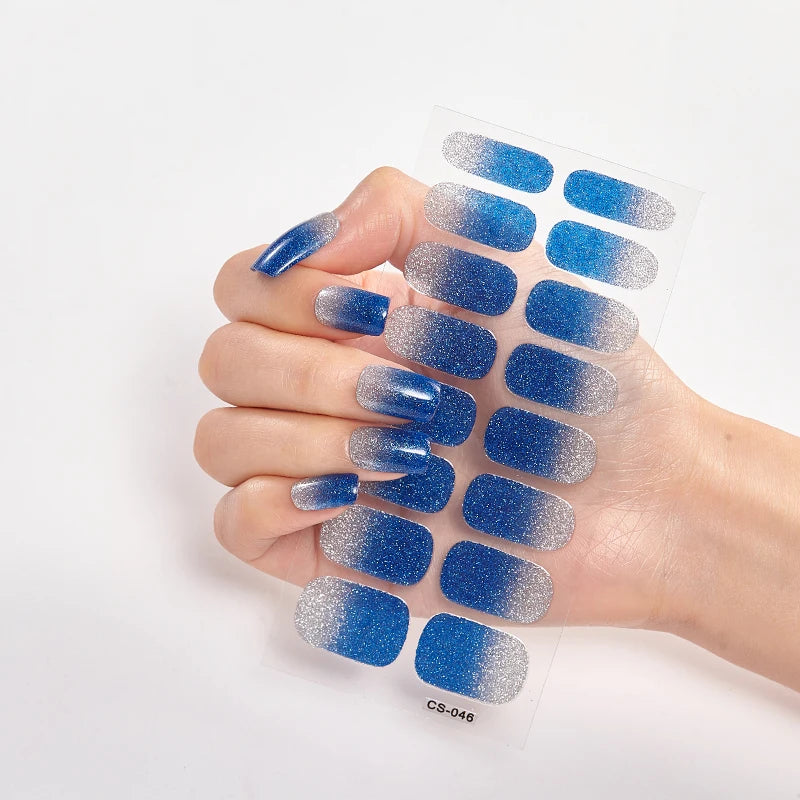 Semi-Cured Gel Nail Wraps Full Cover Stickers – 16pc Set