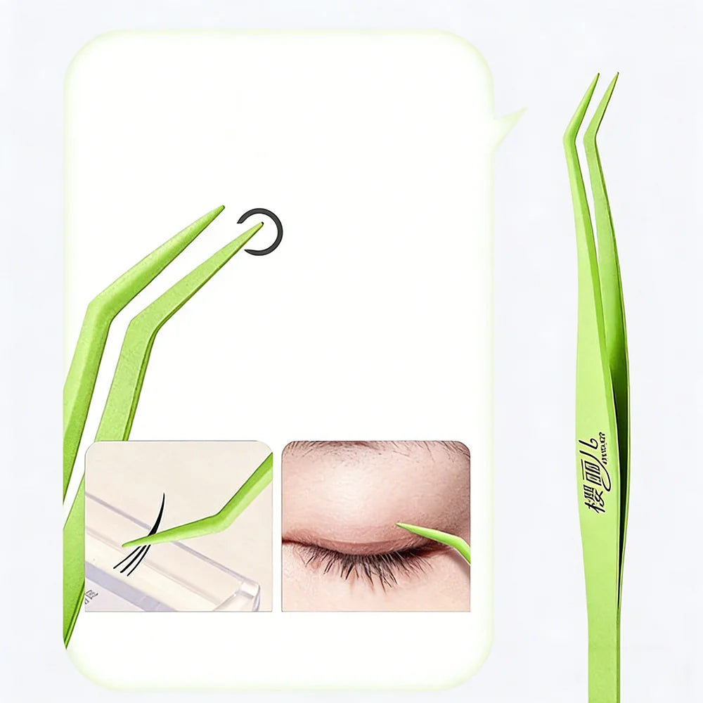 Stainless Steel Eyelash Tweezers – False Lash Extension Clips