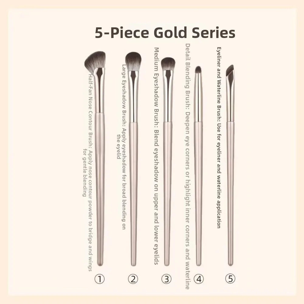 Gold Angled Makeup Brush Set – Contour, Nose & Eye Kit