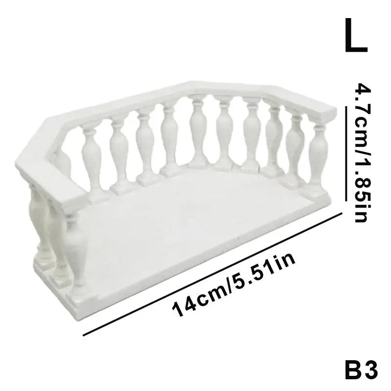 Miniature Dollhouse Balcony with Railing – European Style DIY Dollhouse Accessory PRIMED B3