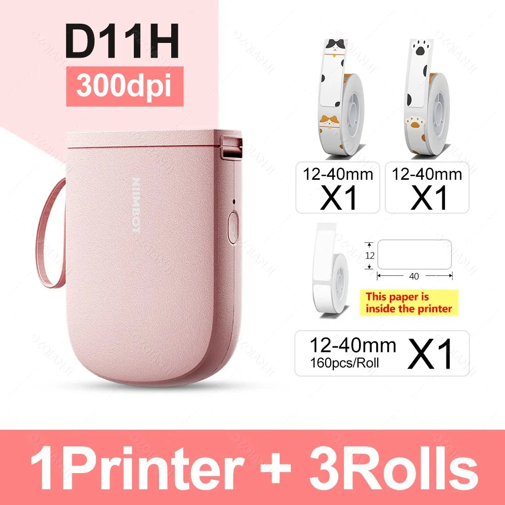 Niimbot D11H 300DPI Bluetooth Portable Thermal Label Printer Thermal Label Printer PRIMED PK Add 3Rolls 2