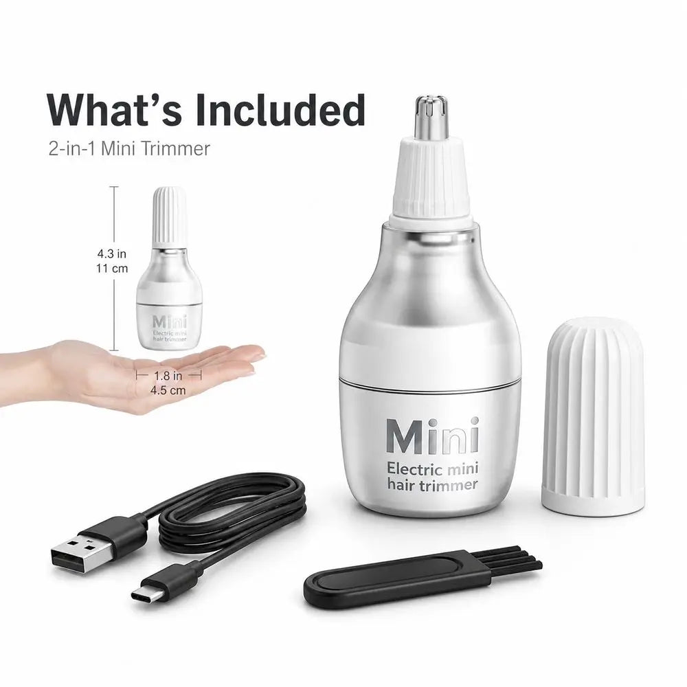 USB Rechargeable Nose & Ear Hair Trimmer – Stainless Steel