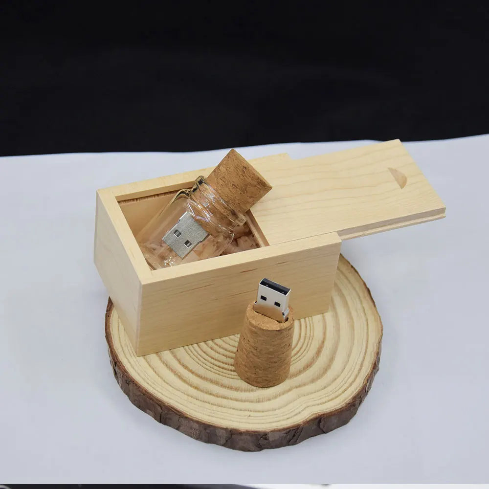 Glass Drift Bottle USB Flash Drive Wooden Cork 16GB 32GB 64GB USB Flash Drive PRIMED