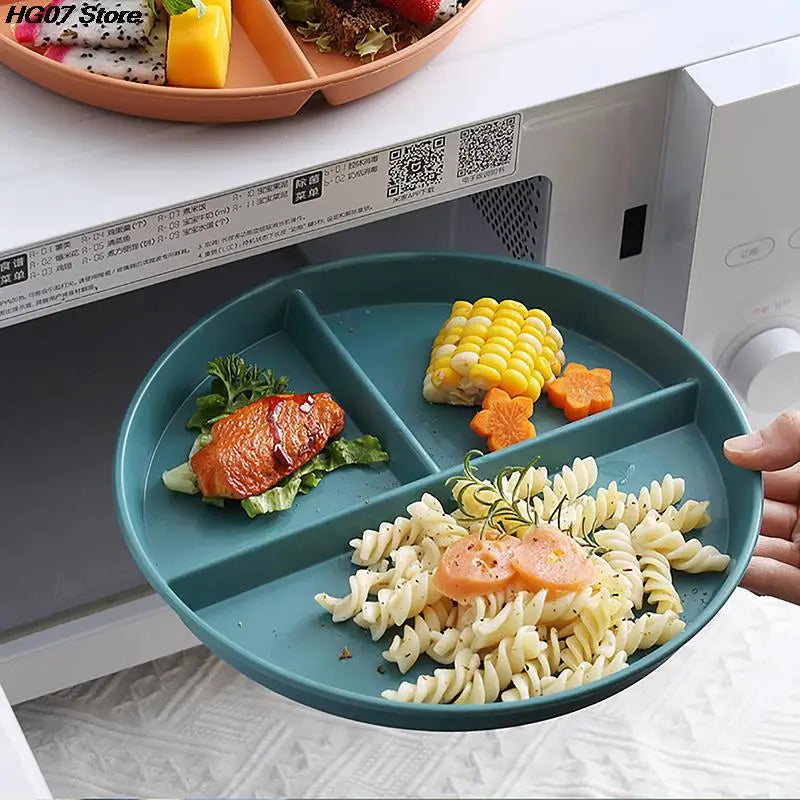 3-Compartment Portion Control Plate | Microwave-Safe Wheat Straw