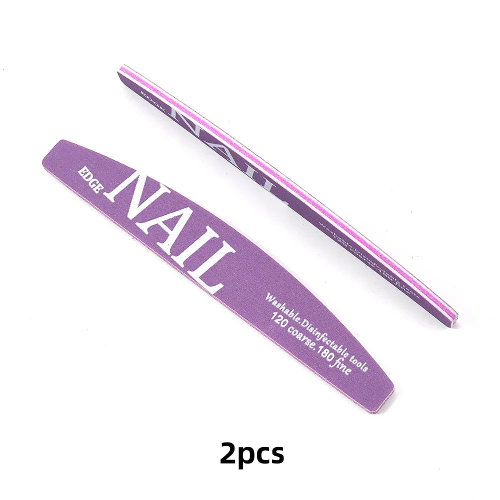 Purple Crescent Nail File Set | Dual 120/180 Grit Manicure Tool