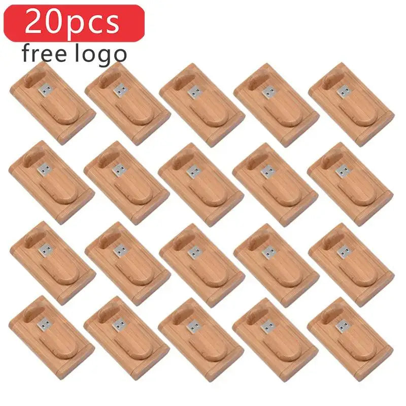 20-Pack Custom Logo Bamboo USB Flash Drives 64GB – Wedding Custom USB Flash Drive PRIMED 64GB 20PCS-With Box D CN