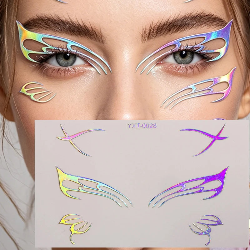 Holographic Laser Eyeliner Stickers – Waterproof Face Art Decals