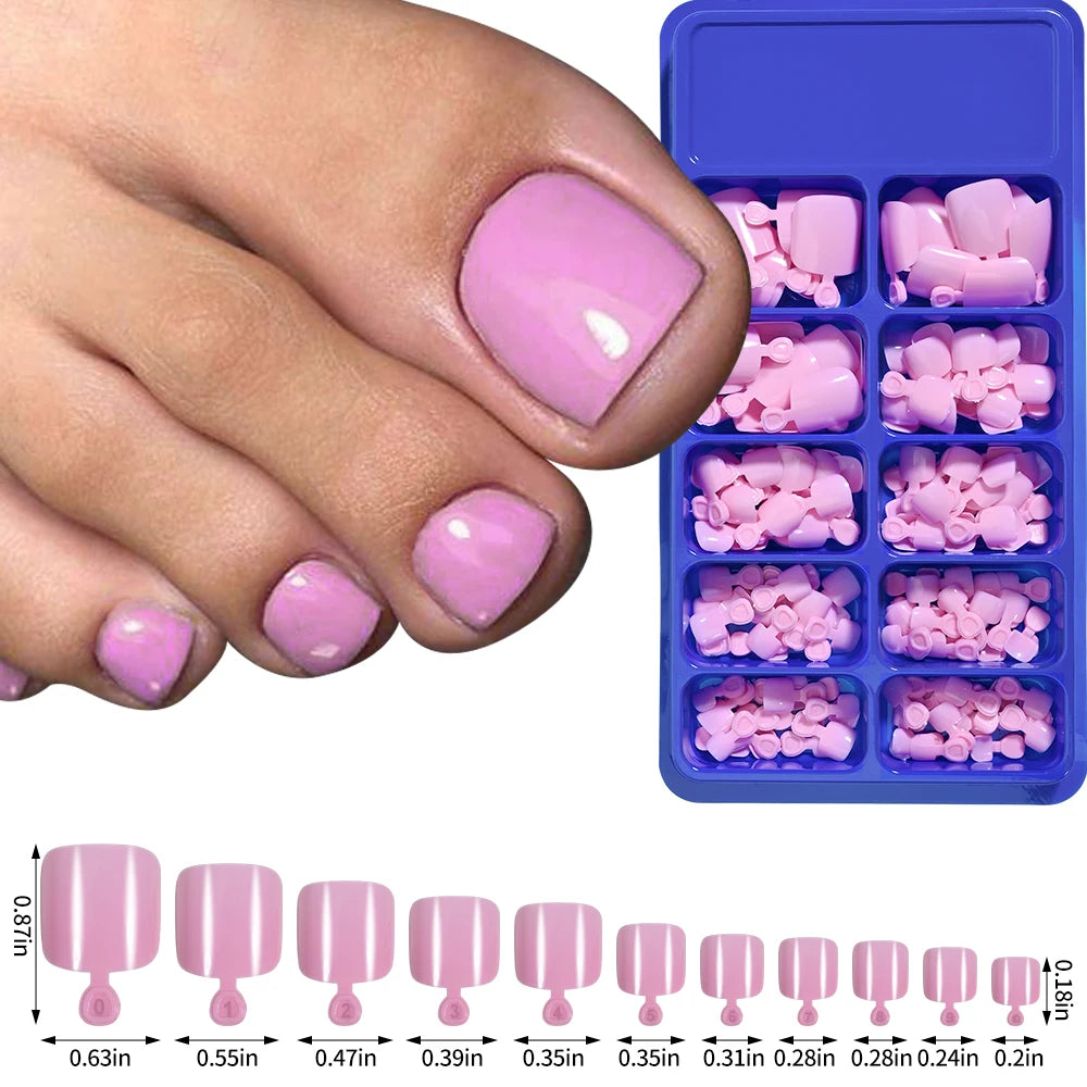 100Pcs Press On Toenails – Acrylic Solid Color Fake Nail Tips