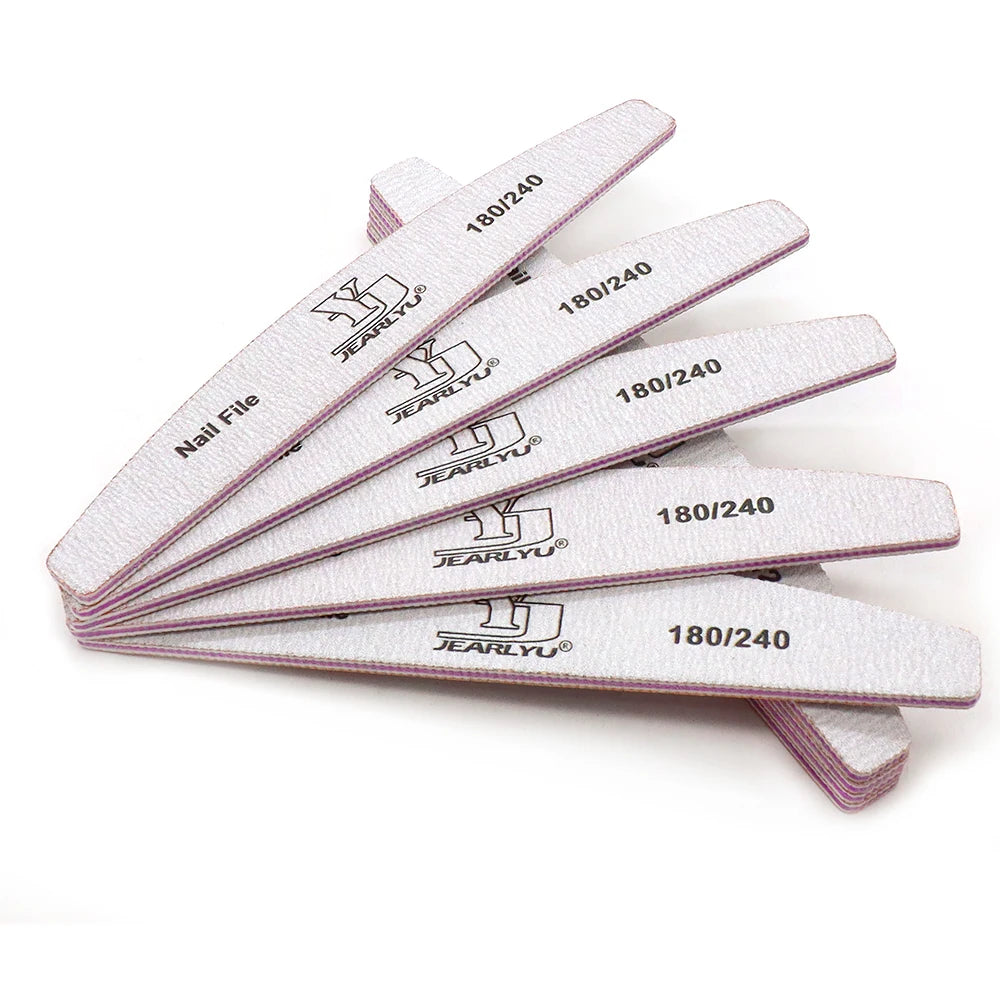 JEARLYU Half Moon Nail Files 180/240 Grit | 5–50 Pack Nail Files Set PRIMED
