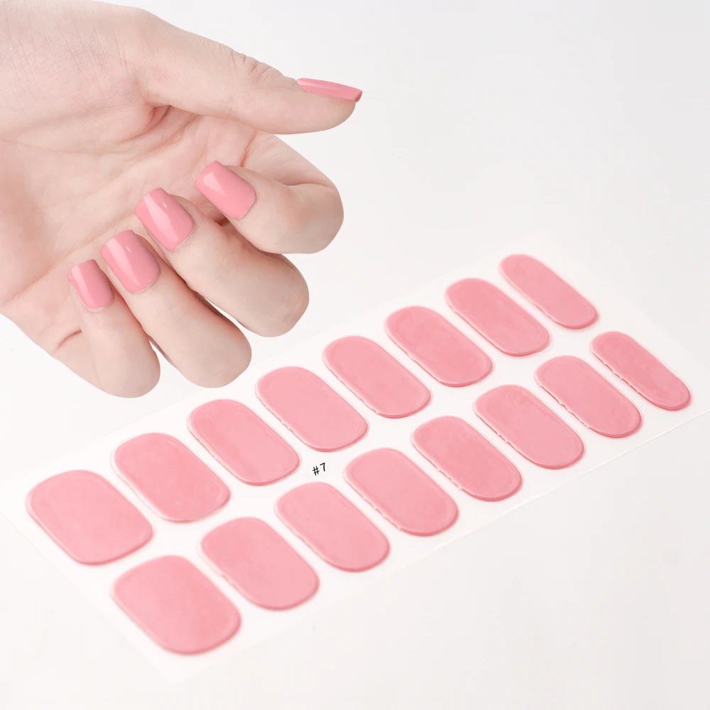 Semi-Cured Gel Nail Wraps Pink Tulip Floral | 16 Tips/Sheet