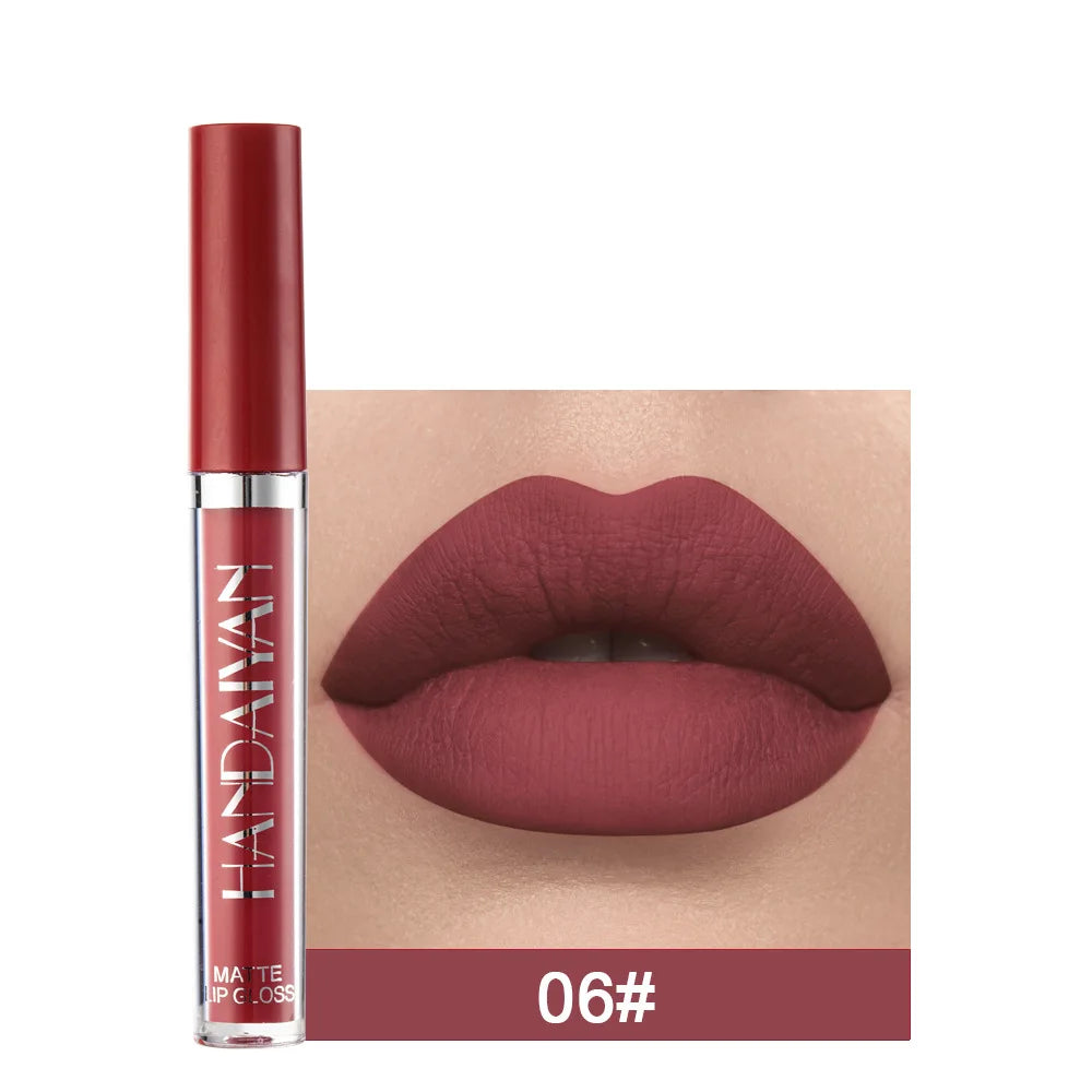 Handaiyan 12-Color Matte Liquid Lipstick – Waterproof Lip Tint Liquid Lipstick PRIMED 06-No Box