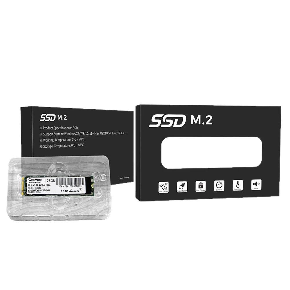 CeaMere 5-Pack M.2 NGFF 2280 SSD 120GB–1TB | Internal Drive Internal SSD Drive PRIMED
