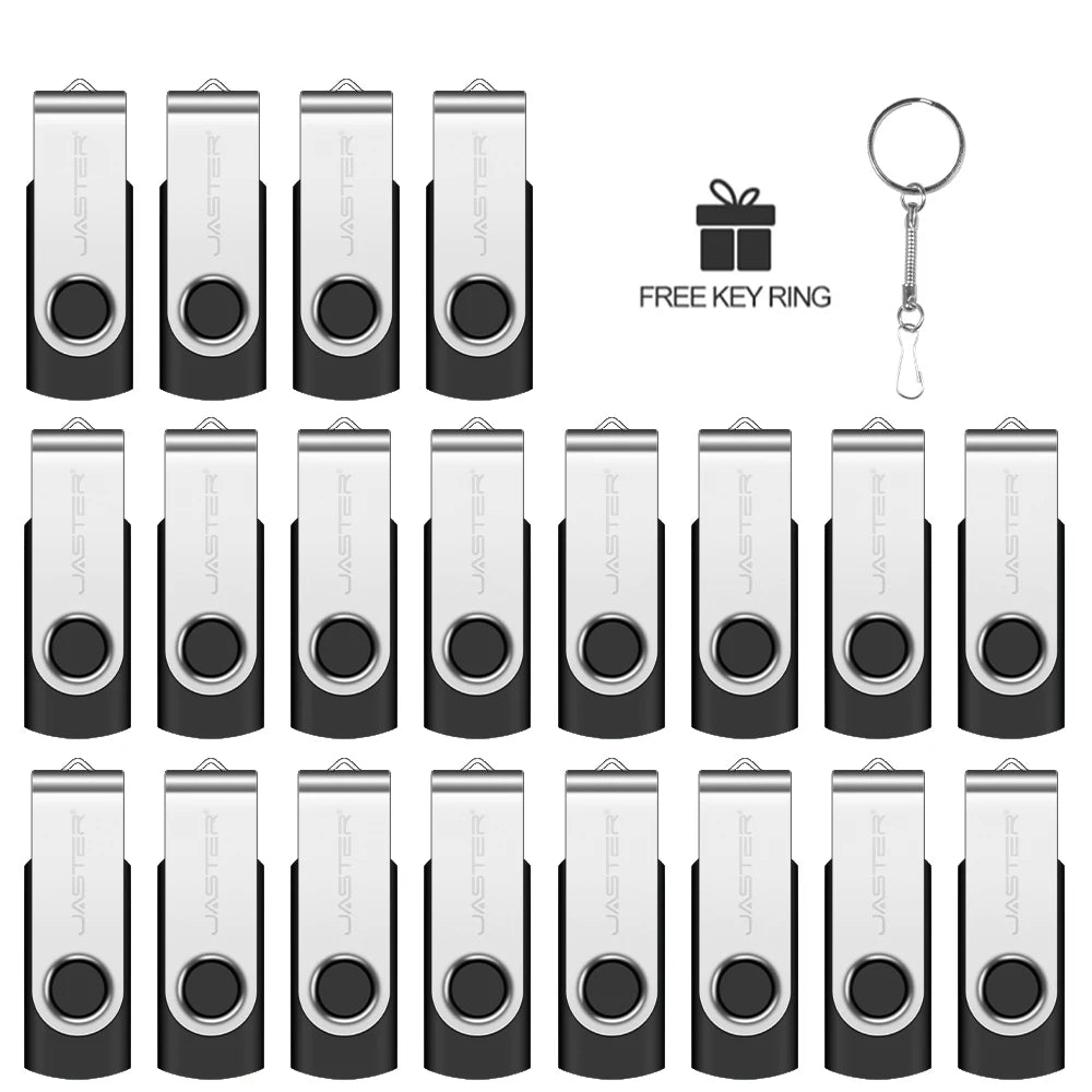20-Pack Rotatable USB Flash Drives 128GB | Custom Logo Business Gift USB Flash Drive PRIMED Silver 512MB (Not GB)