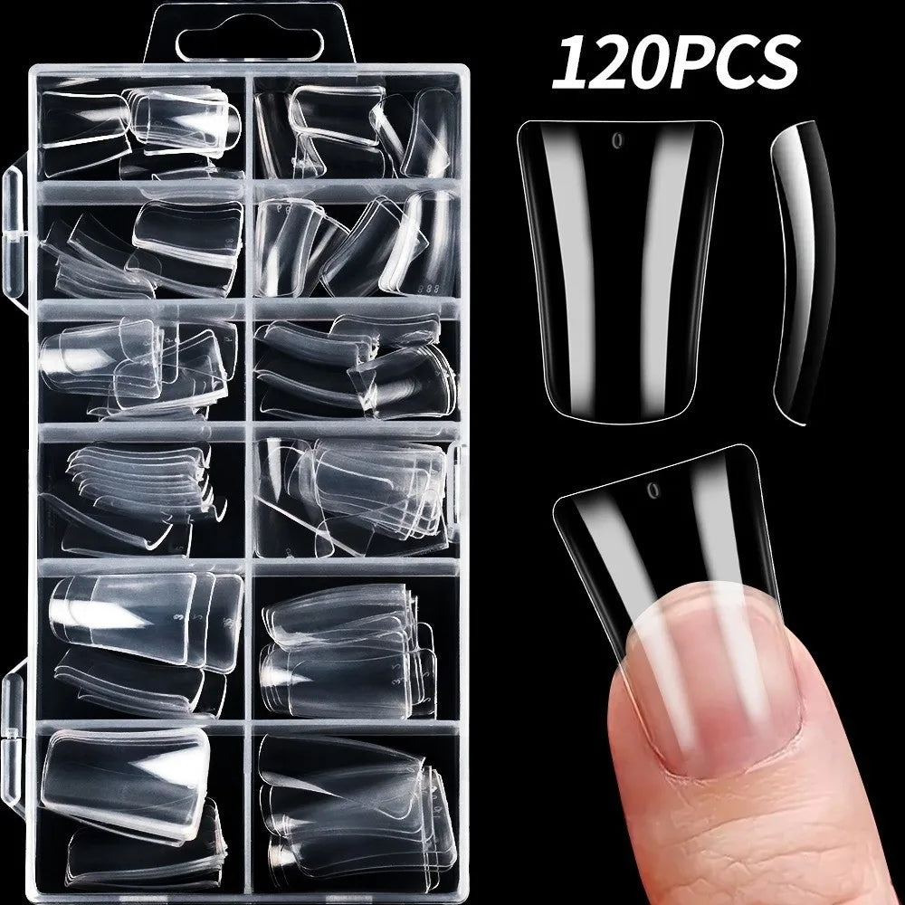 120Pcs Duck Nail Tips – Wide Transparent Press On Nails Y2K Press On Nail Tips PRIMED