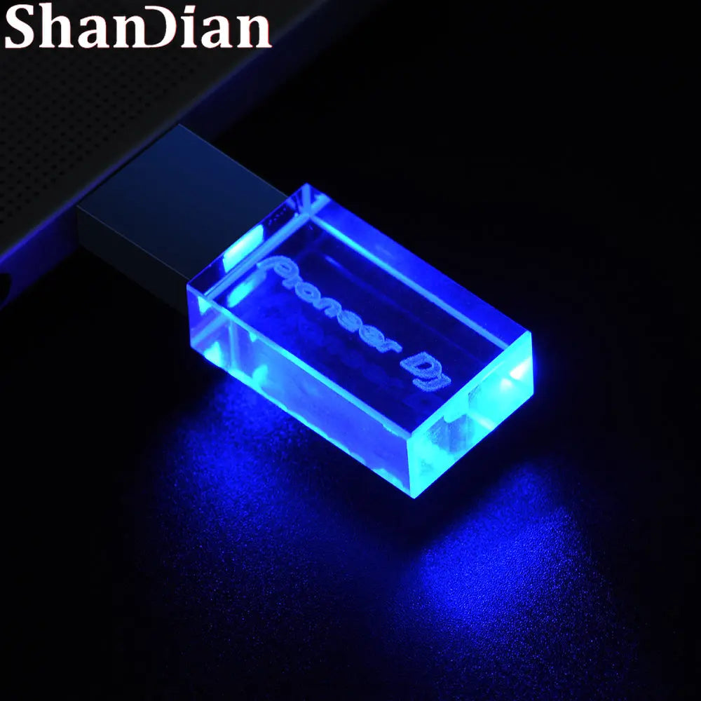 JASTER LED USB Flash Drive 128GB High Speed Crystal Pendrive USB Flash Drive PRIMED