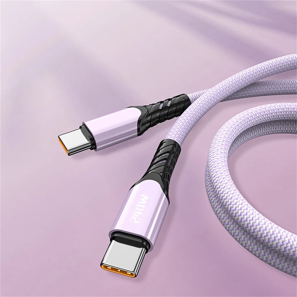 USB-C to USB-C PD Fast Charging Cable QC4.0 6A Braided Cord USB-C Charging Cable PRIMED C-C Purple 1.5m