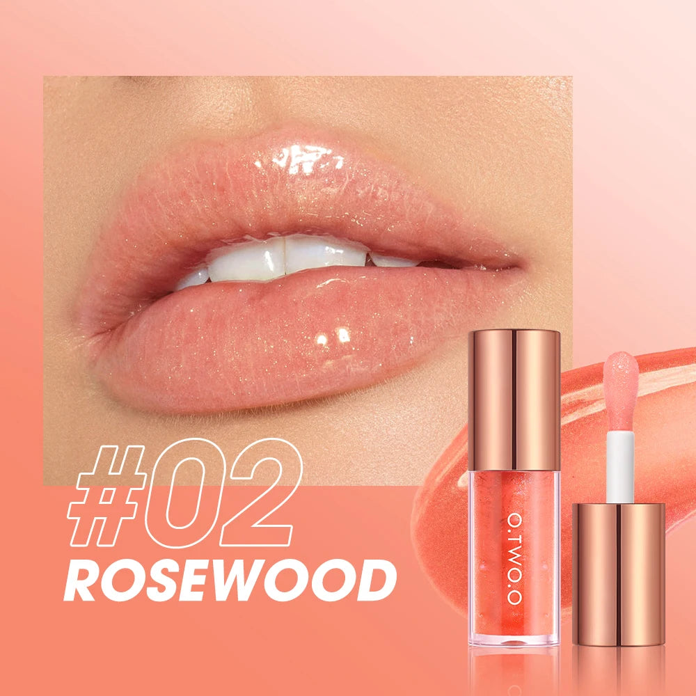 O.TWO.O Lip Oil Gloss Plumper – Moisturizing Shiny Tint Lip Oil Gloss PRIMED 02 ROSEWOOD
