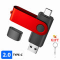 USB & Type-C 2-in-1 Flash Drive 4GB–128GB | Keychain Pendrive USB Flash Drive PRIMED Red 128 GB